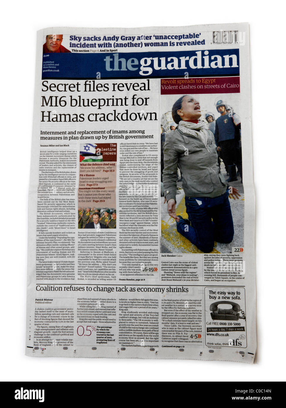 Die Zeitung The Guardian zeigen vorderen Cover Stockfoto
