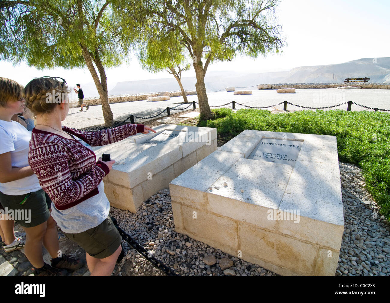 Die Gräber von Paula und David Ben Gurion an der Ben Gurion Nationalpark. Stockfoto