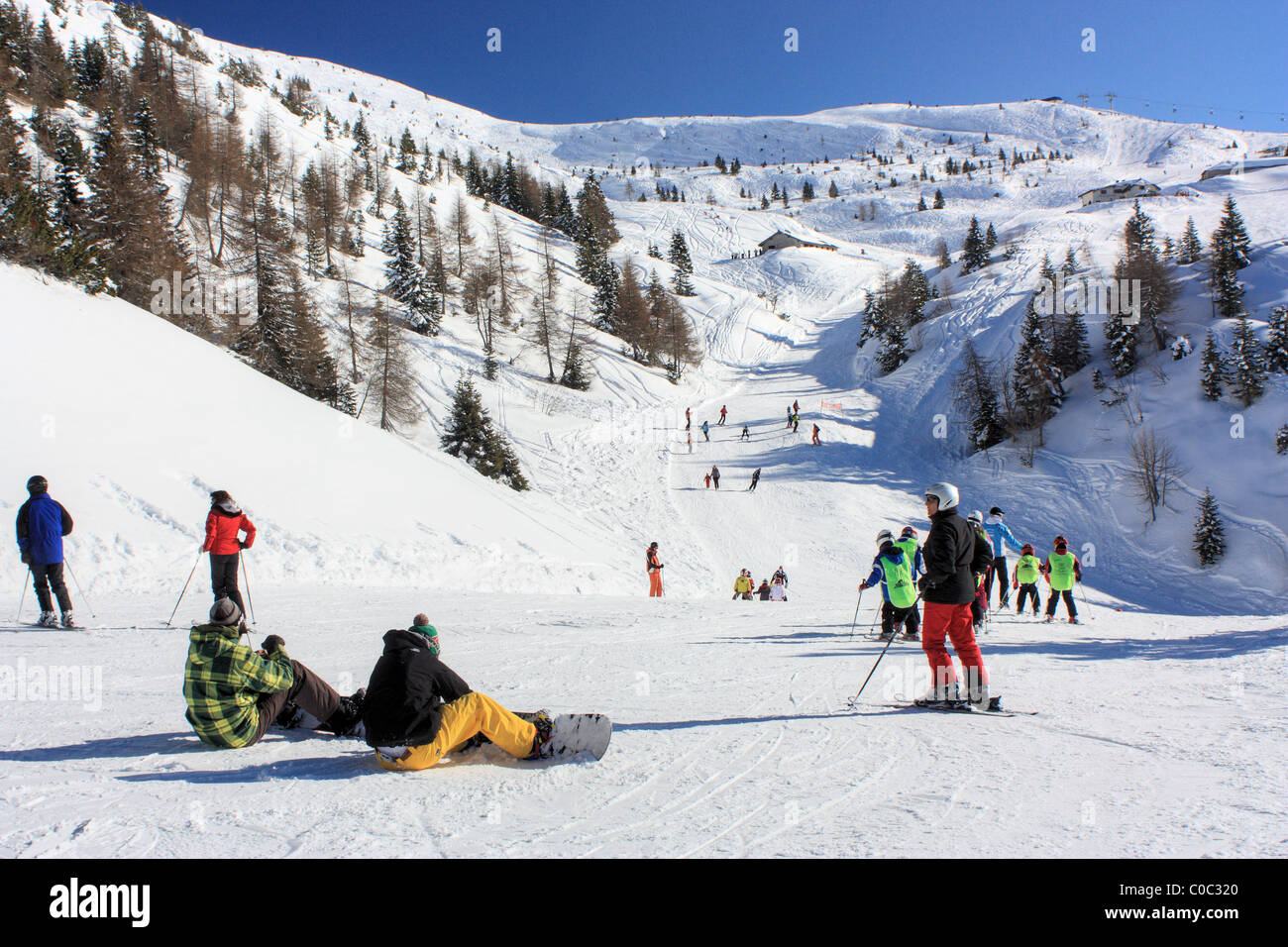 Skigebiet Paganella Berg, Trentino, Italien Stockfoto