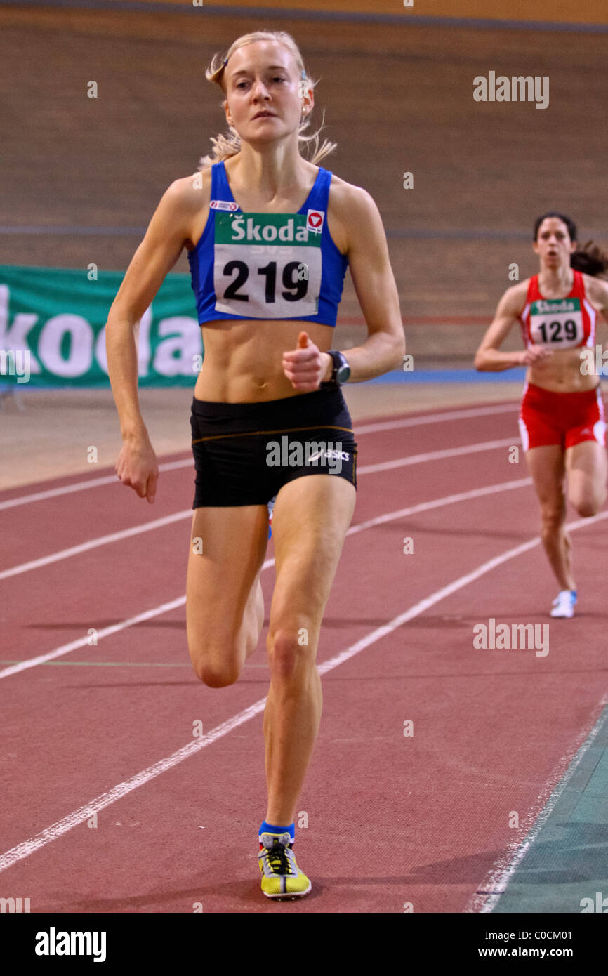 Wien, Österreich - 19.Februar: Österreichische Leichtathletik Hallenmeisterschaften im Wiener Ferry-Dusika-Stadion. Stockfoto