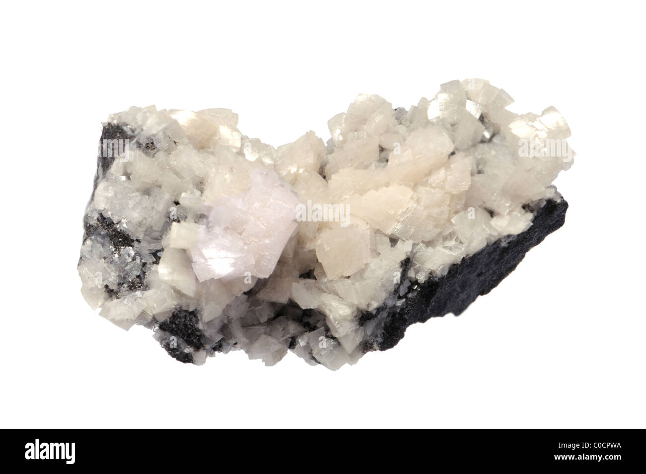 Dolomit-Kristallen [CaMg9CO3) 2] aus Aughamore Steinbruch, Sligo, Irland. Stockfoto