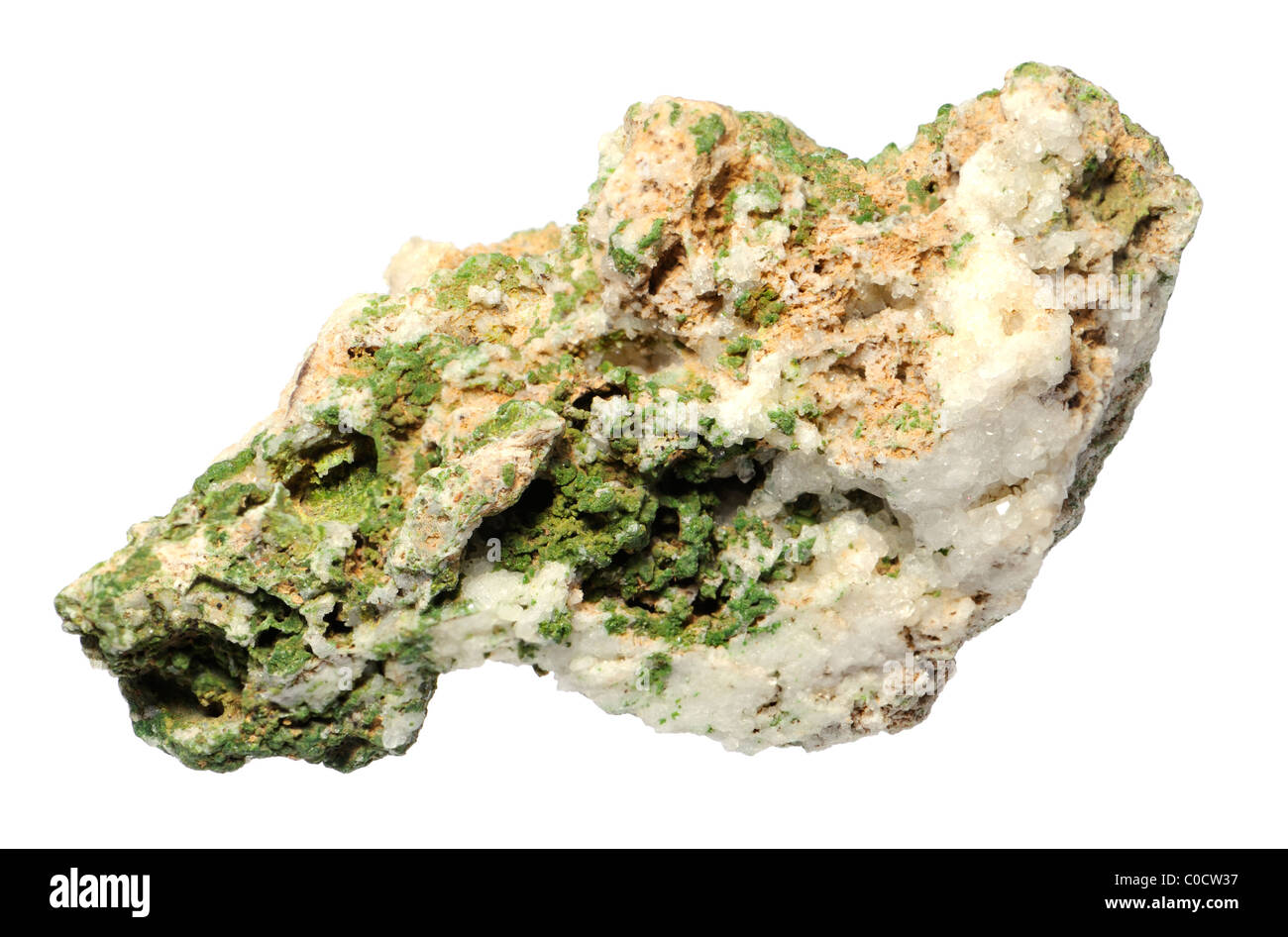 Grüne Pyromorphite [Pb5 (PO4) 3Cl] aus alten Bradley Mine, Derwentwater, Cumbria, UK Stockfoto