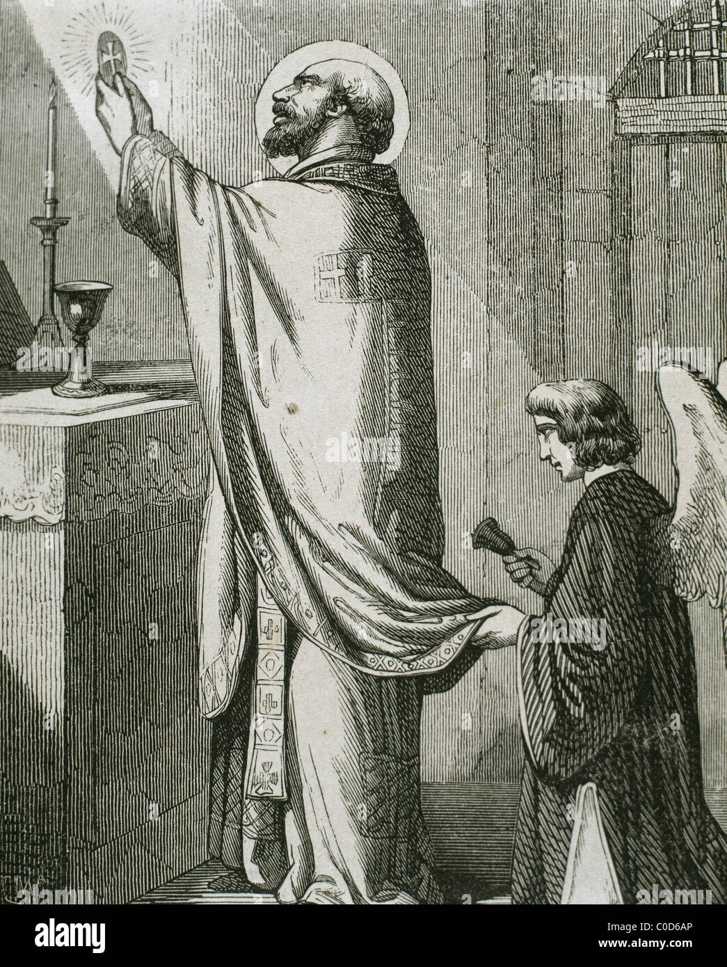 Saint Peter Pascual (1227-1300). Spanische Barmherzigkeit. Bischof von Jaén. Martyred durch die Mauren, schneiden sie den Kopf während der Feier der Messe. Stockfoto
