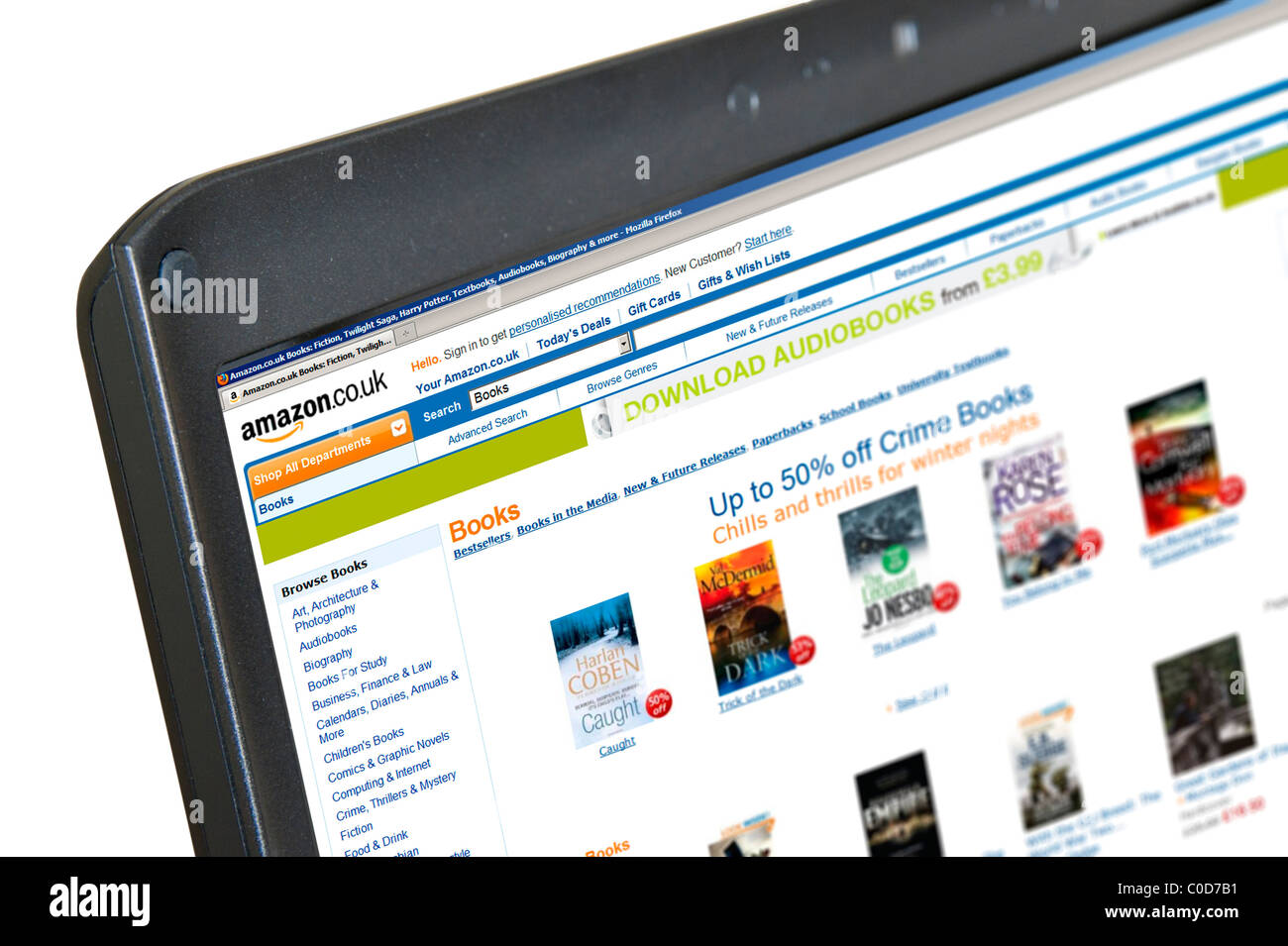 Shopping für Bücher auf der Website von Amazon.co.uk, UK Stockfoto