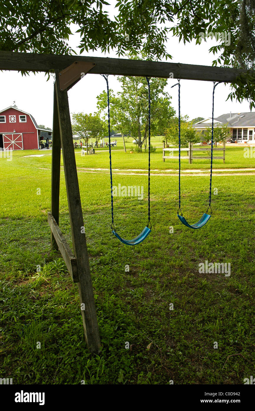 Schaukel im Hof der Farm North Florida Stockfoto