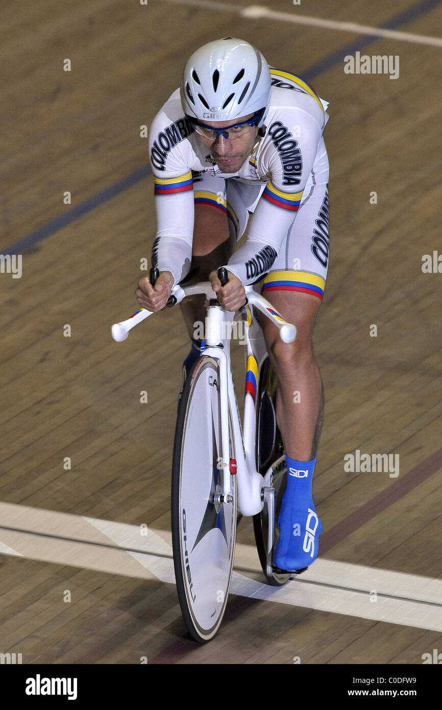 Mens Omnium Einzelverfolgung UCI Manchester Velodrome, Stockfoto