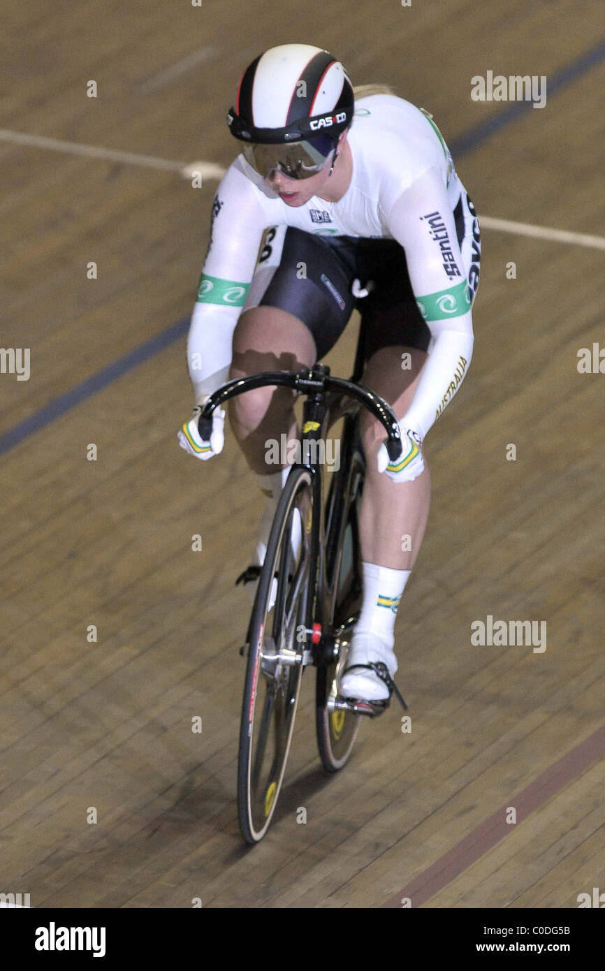 Sprint der Frauen. UCI-Anschluss Manchester Velodrome, Stockfoto