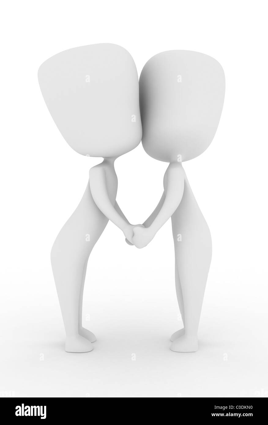 3D Illustration von ein paar Hand in Hand beim küssen Stockfoto