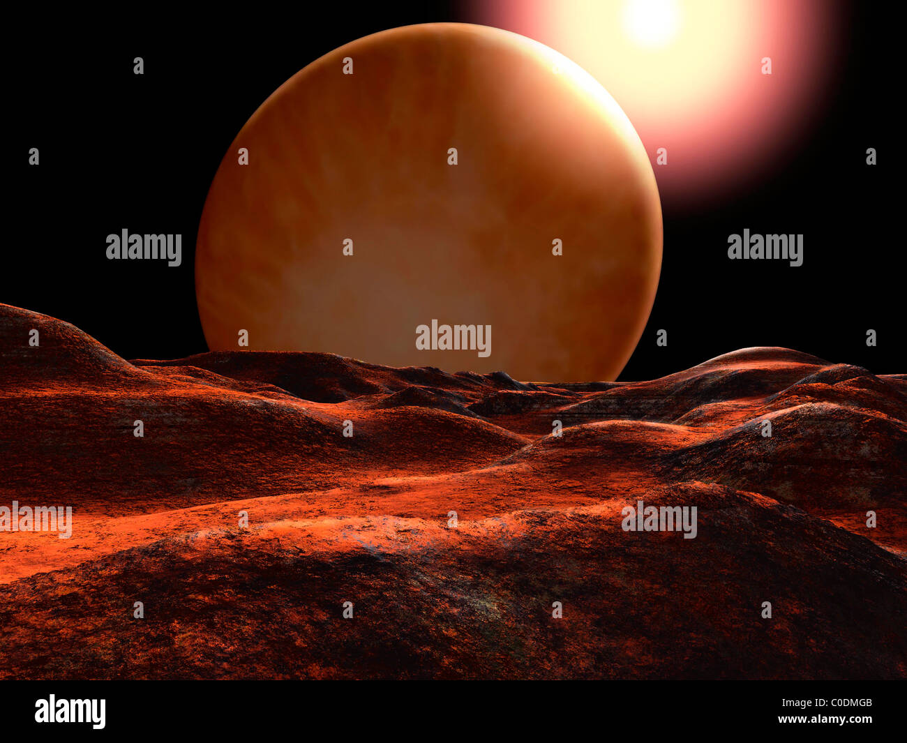 Die Planeten umkreisen 70 Virginis gehört eine Super-Jupiter, so nah an den Stern, daß es auf einer roten Hitze erhitzt wird. Stockfoto