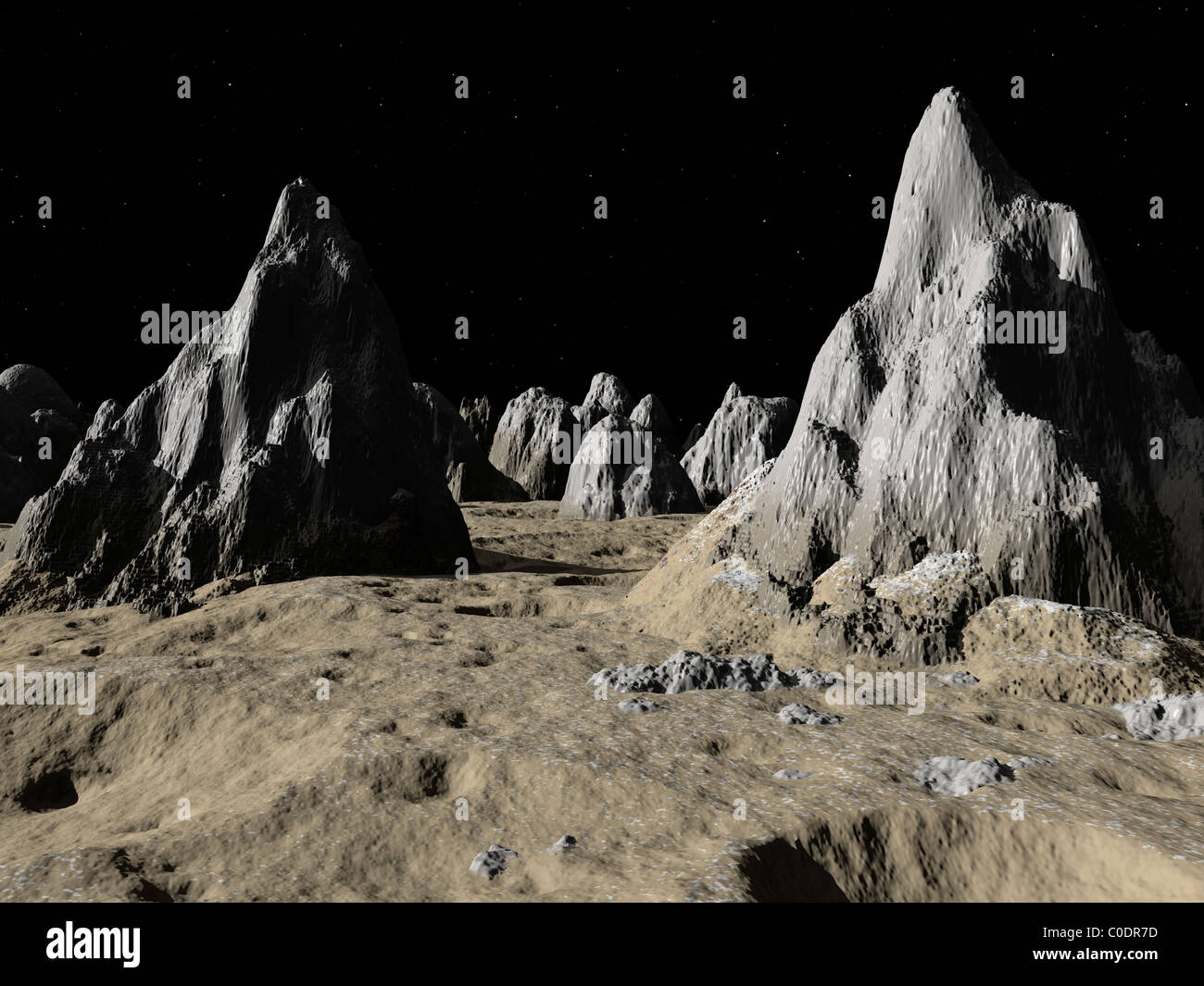 Darstellung der Oberfläche des massiven Asgard Auswirkungen Beckens auf Jupiters Mond Callisto. Stockfoto
