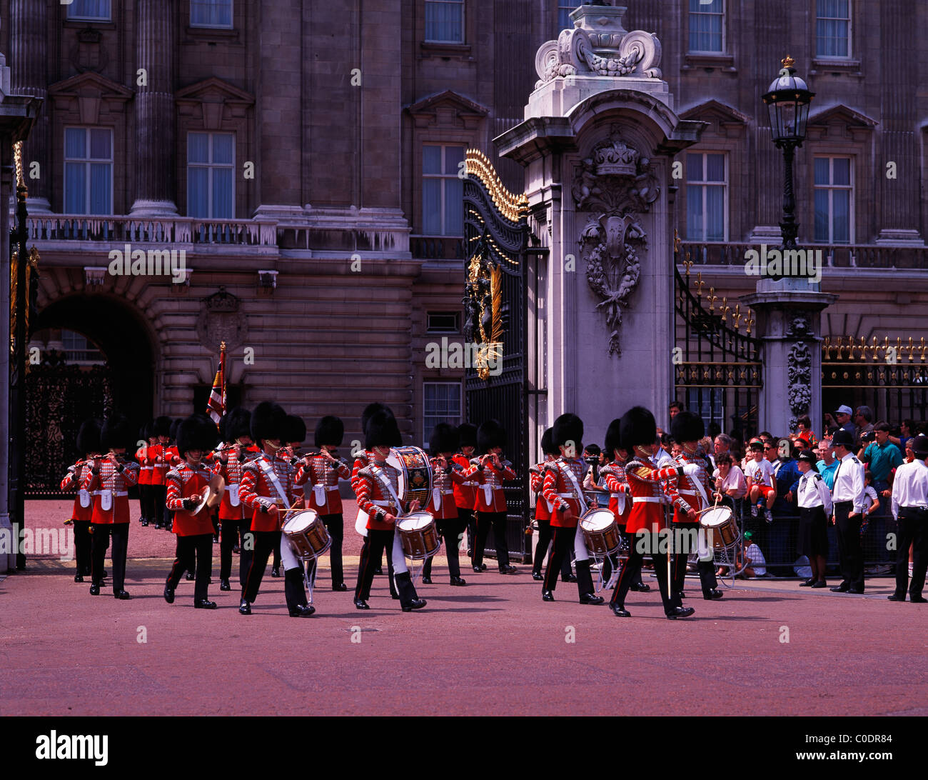 Wechsel der Wache, Buckingham Palace, London Stockfoto