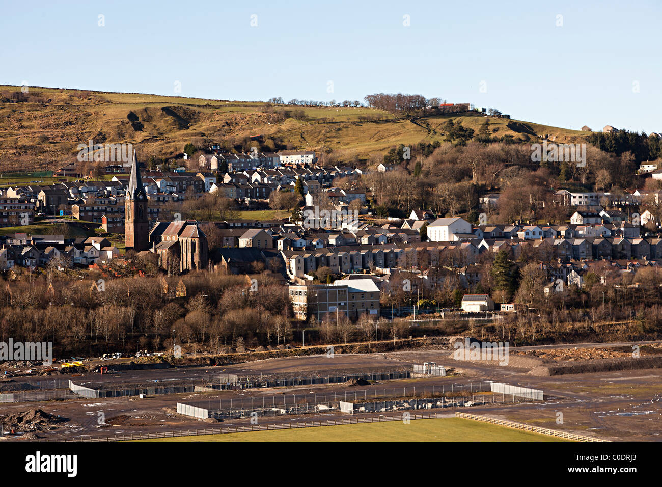 Das ehemalige Stahlwerk Werke Landfläche Regeneration Ebbw Vale oder Gwent Wales UK Stockfoto