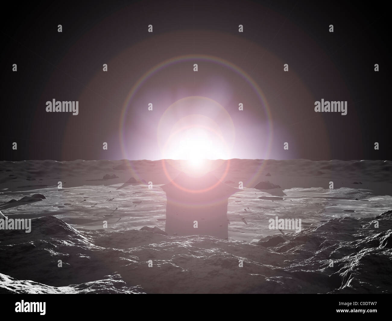 Sonnenaufgang auf dem Merkur. Stockfoto