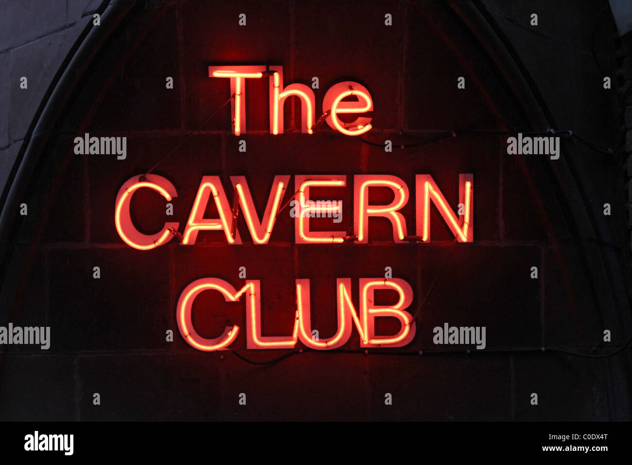 Zeichen außerhalb der Cavern club Liverpool, UK Stockfoto