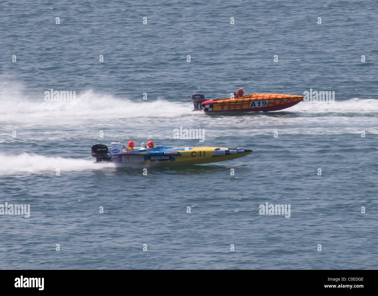 Offshore-Motorboote Plymouth Sound Stockfoto