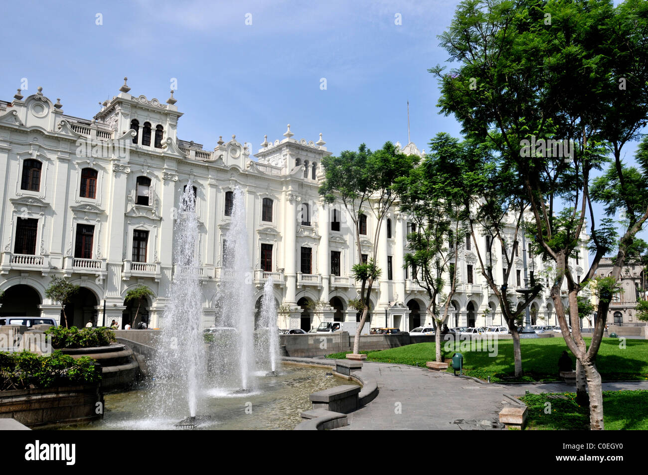 Brunnen Park, Saint Martin Platz, Lima, Peru Stockfoto