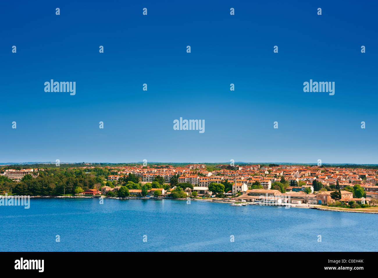 Porec, Adriatische Stadt in Kroatien, Istrien Region. Beliebtes touristisches Ausflugsziel. Stockfoto
