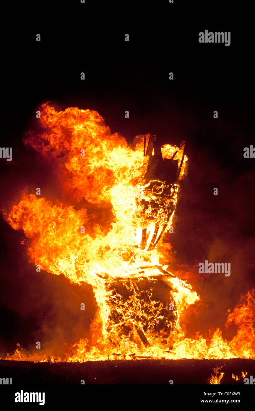 Die traditionelle jährliche "Burning von der Clavie' in Burghead Moray am 11. Januar die heidnischen Neujahr.   SCO 7103 Stockfoto