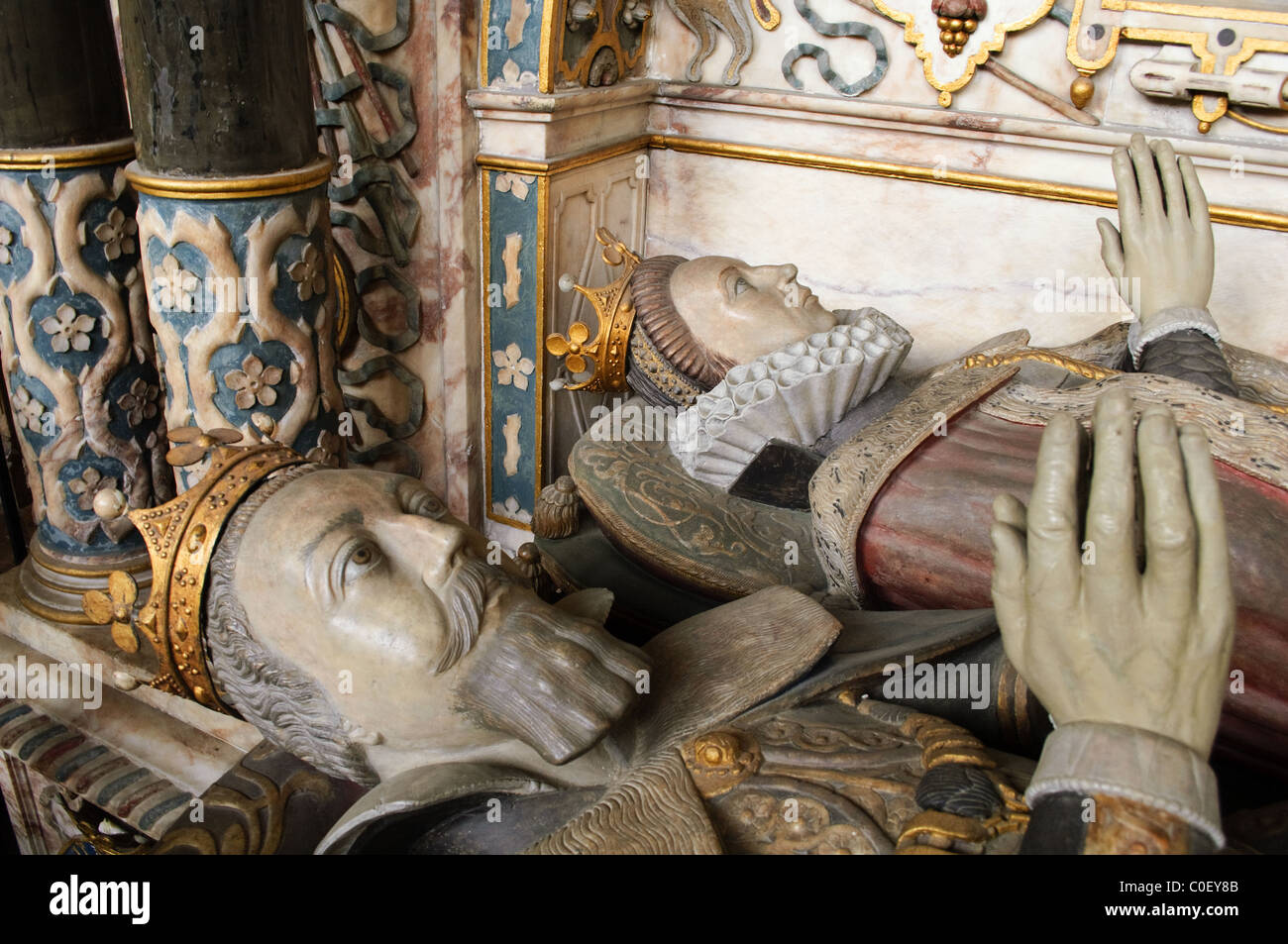 Robert Dudley & Lettice Dudley Denkmal, Beauchamp Kapelle St. Marien Kirche, Warwick, Warwickshire, UK Stockfoto