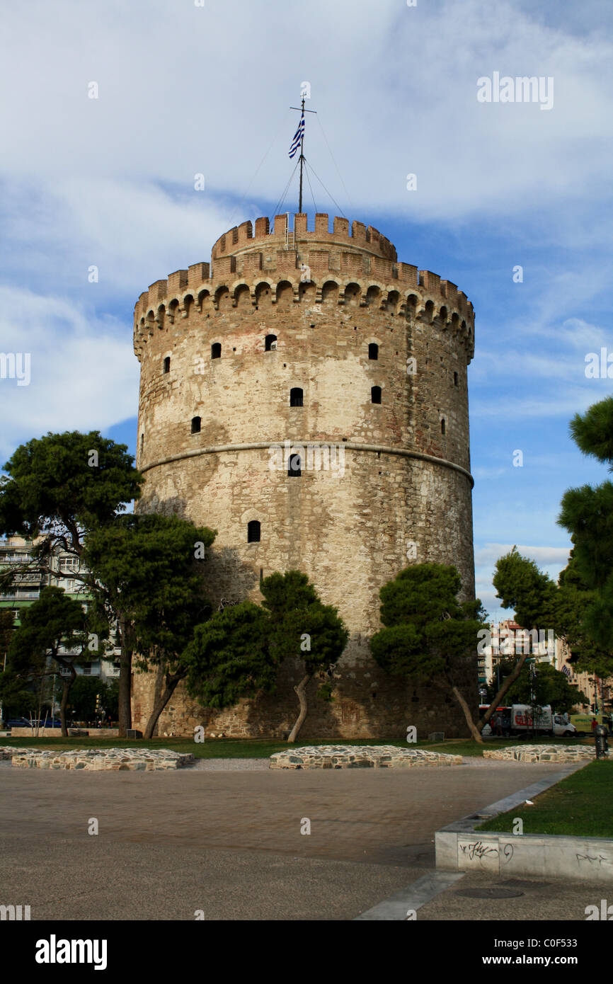 Thessaloniki, den weißen Turm oder Lefkos Pyrgos Stockfoto