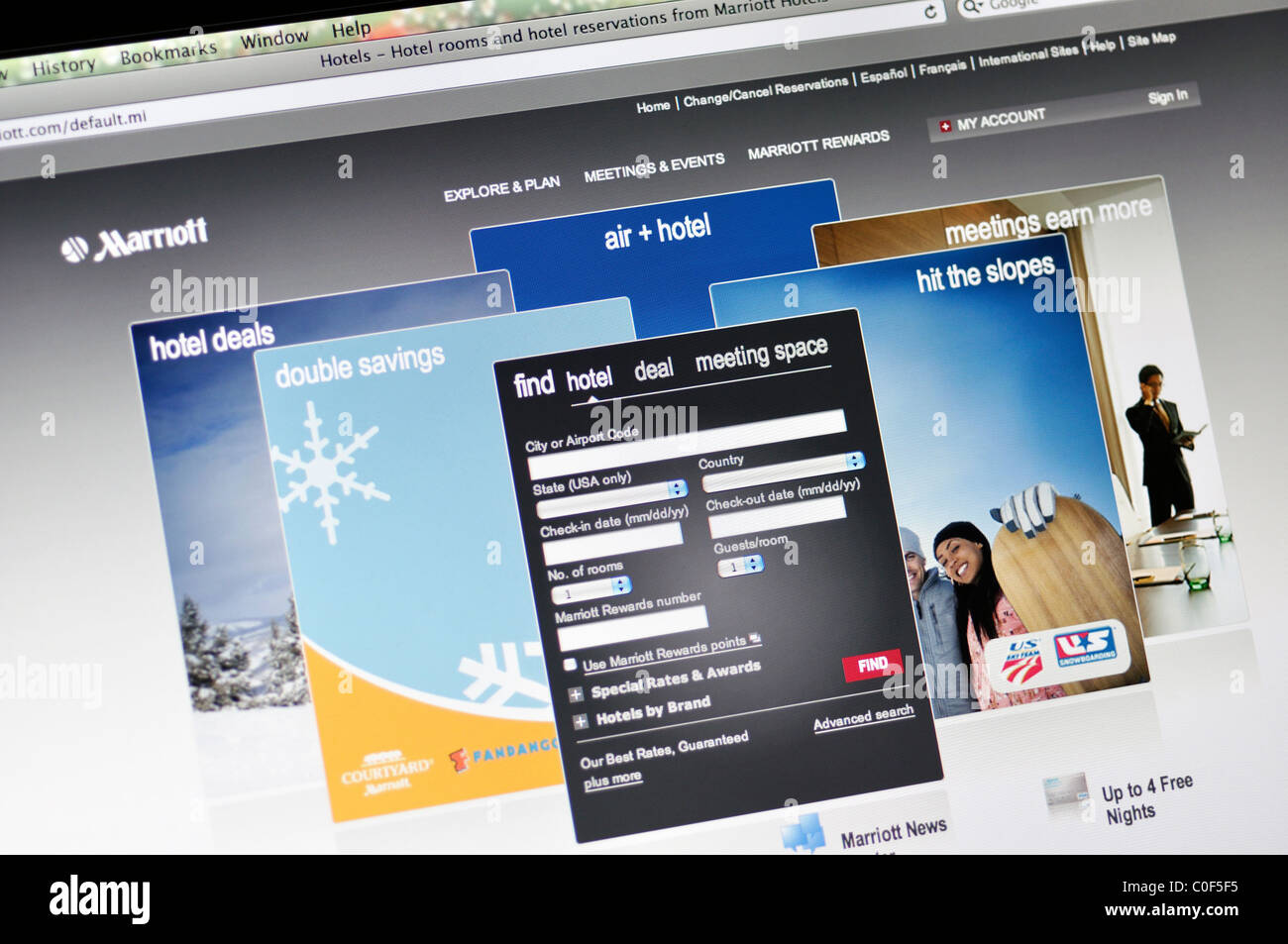 Marriott Hotel Buchung-website Stockfoto