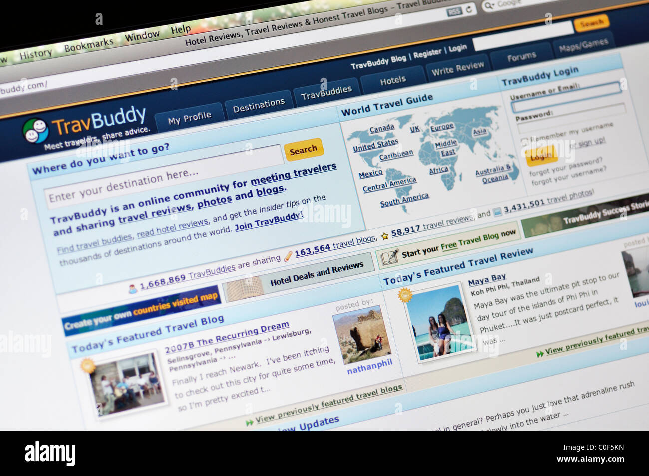 TravBuddy Hotel überprüfen und Reise-Blogs-website Stockfoto