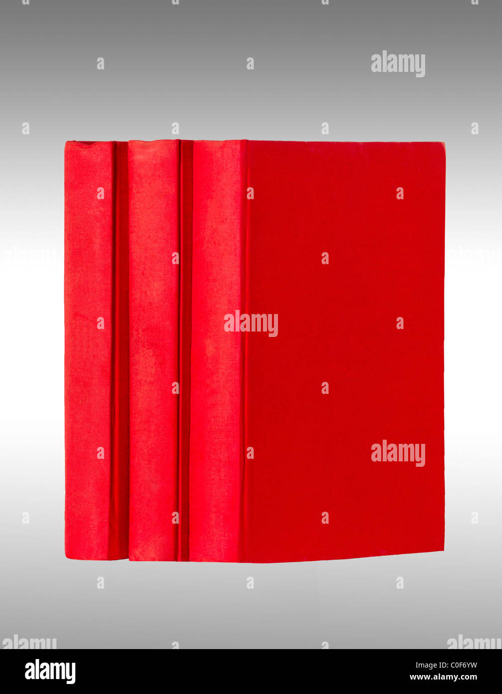 drei rote Bücher untitled auf neutralem Hintergrund Stockfoto