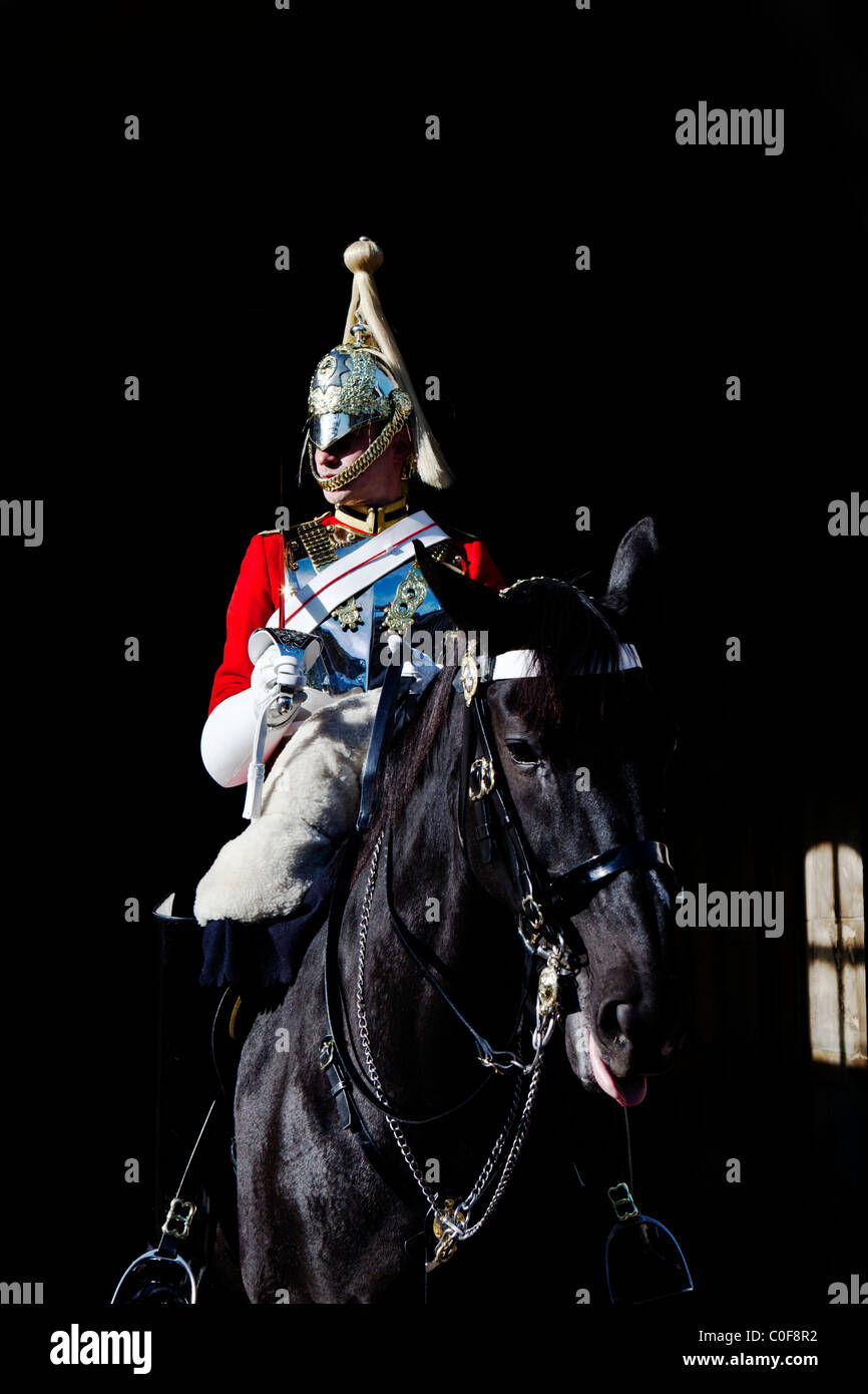 Soldat auf Pferd Whitehall London England Stockfoto