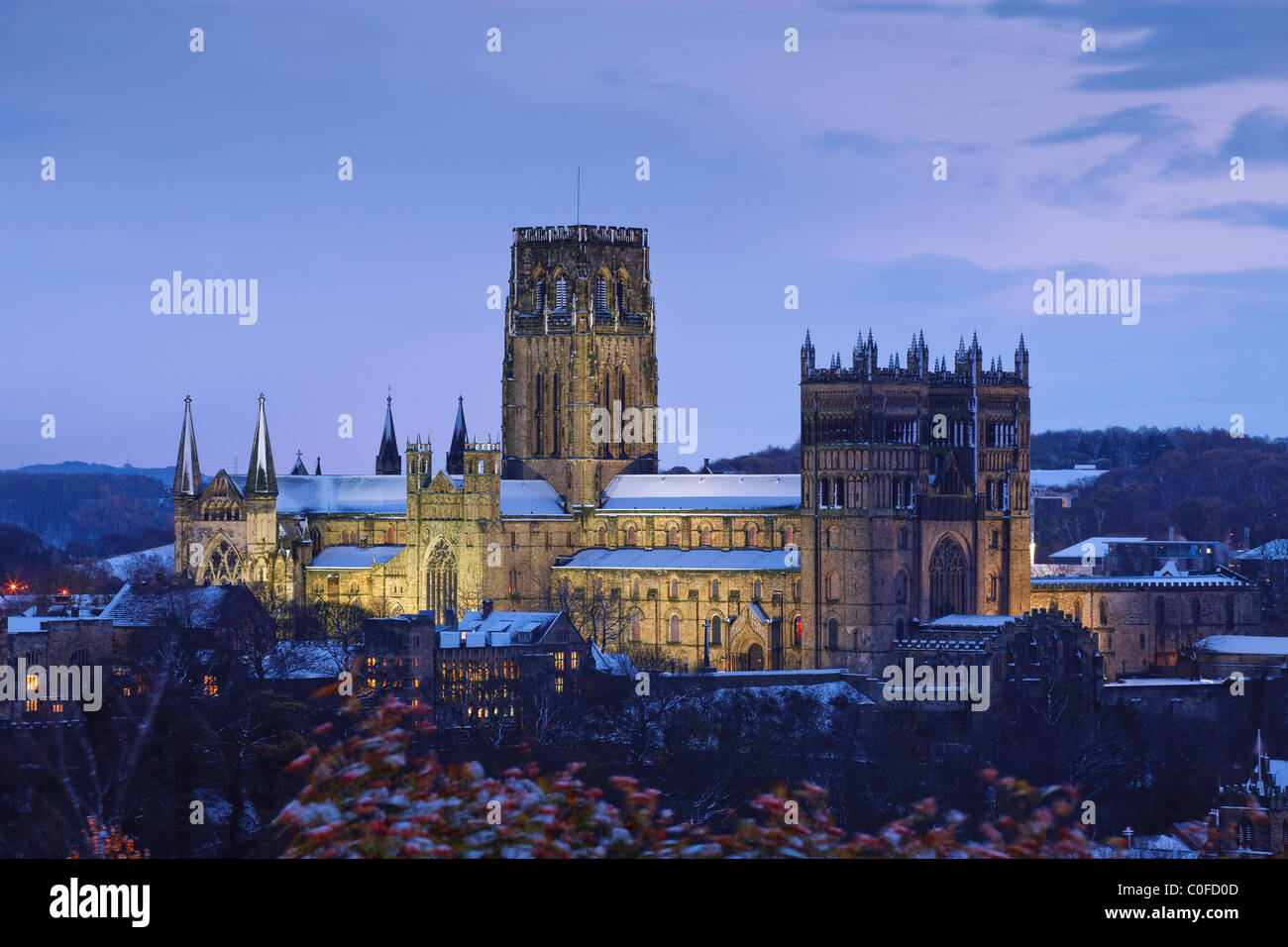 Durham Kathedrale Durham Tyne und tragen England im winter Stockfoto