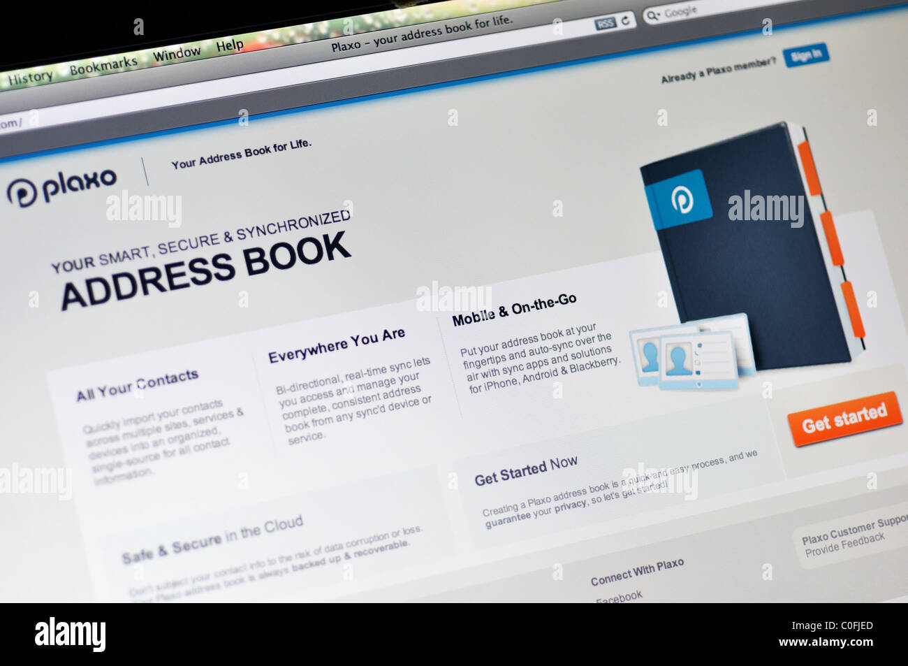 Plaxo - ein Online-Adressbuch und social-networking-Service-website Stockfoto