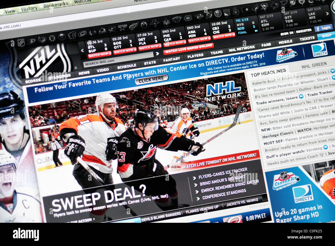 NHL-WWW-website Stockfoto