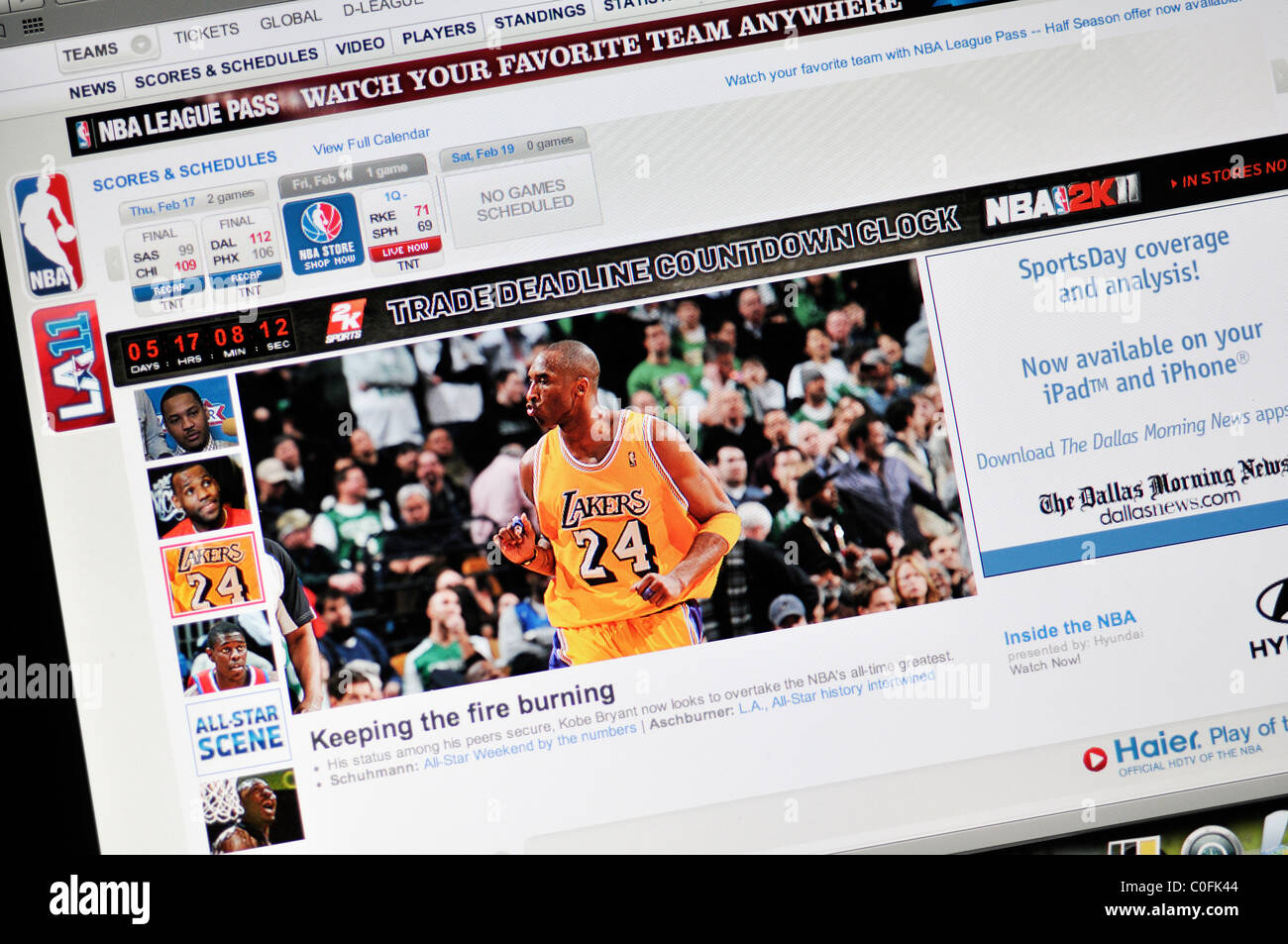 NBA-Webseite Stockfoto