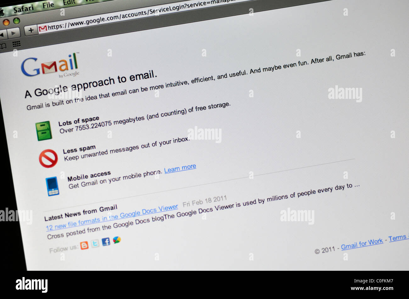Gmail-website Stockfoto