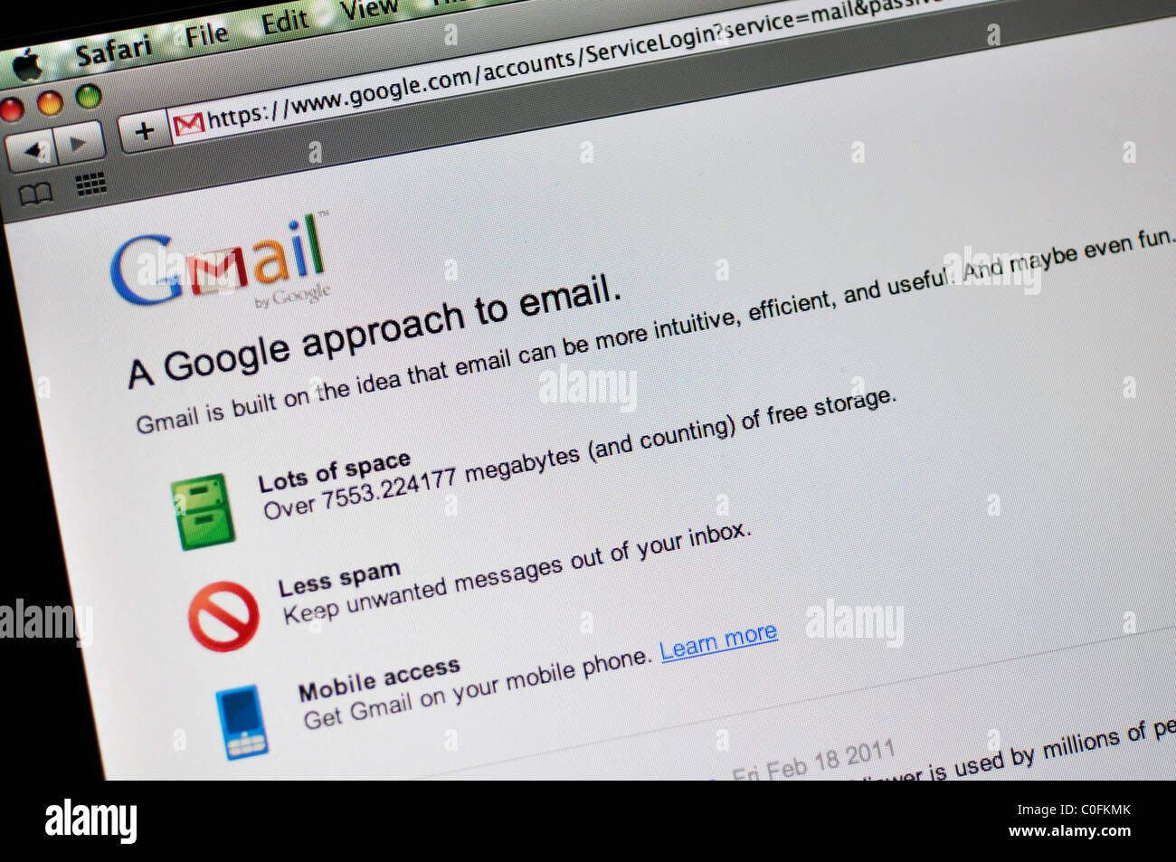 Gmail-website Stockfoto