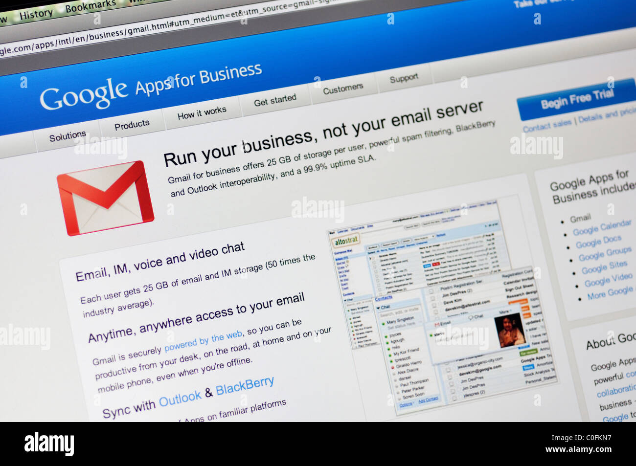 Google Apps-website Stockfoto