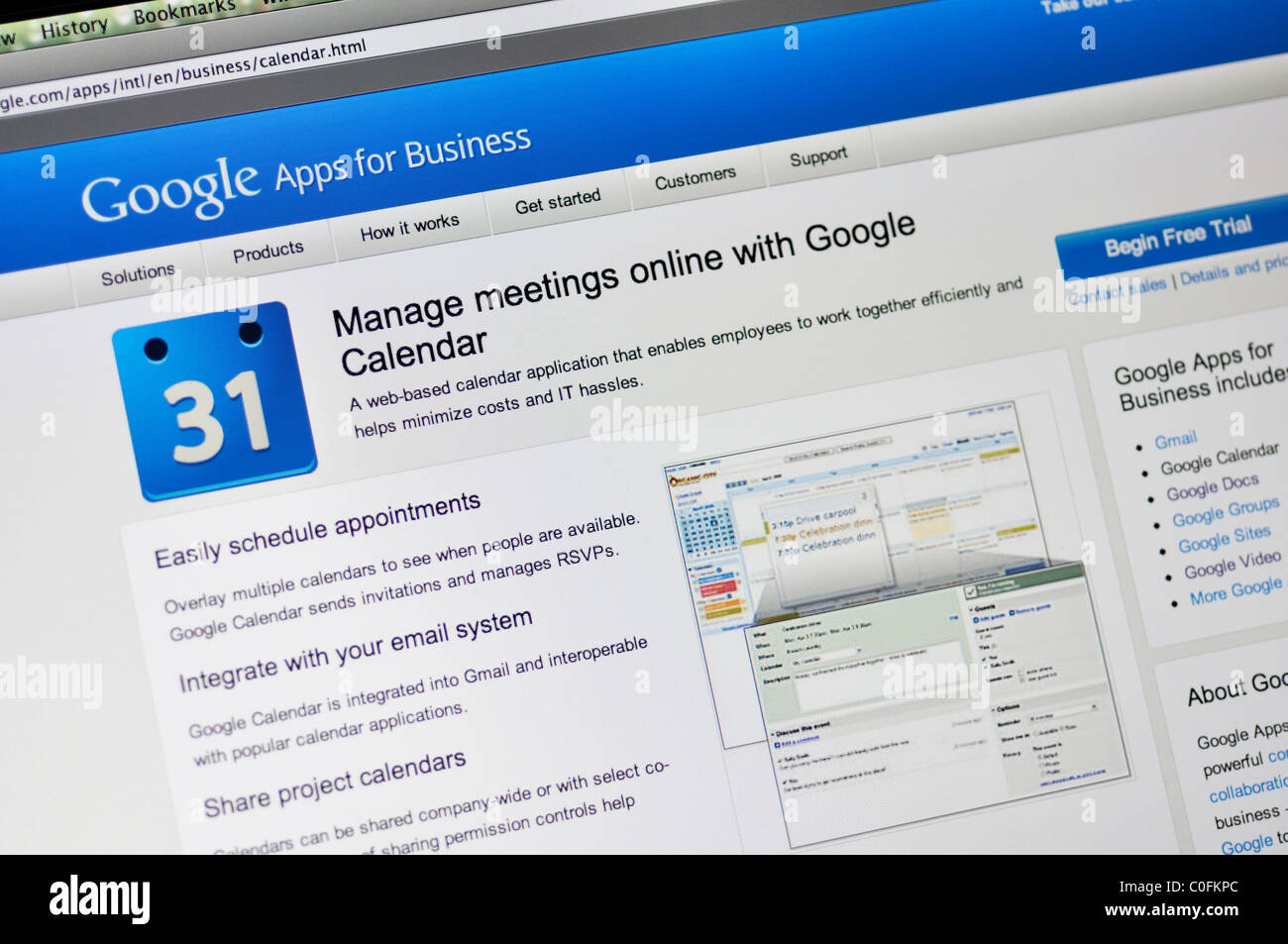 Google Apps-website Stockfoto