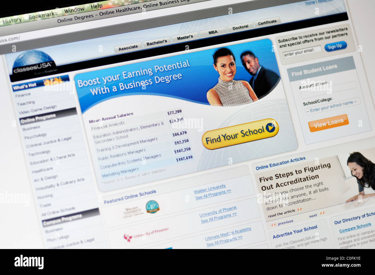 Online-Education-website Stockfoto