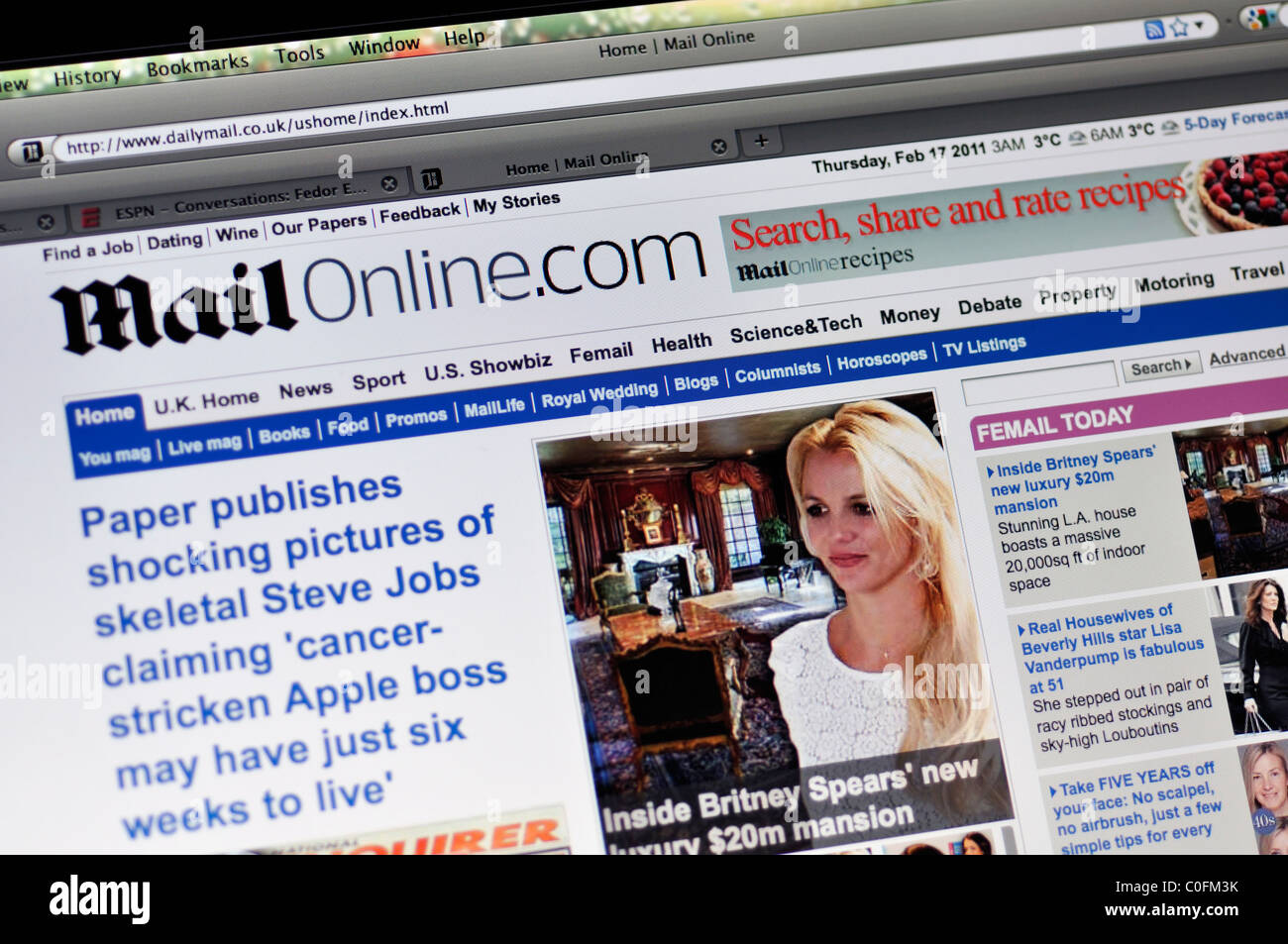 Website für Daily Mail Stockfoto