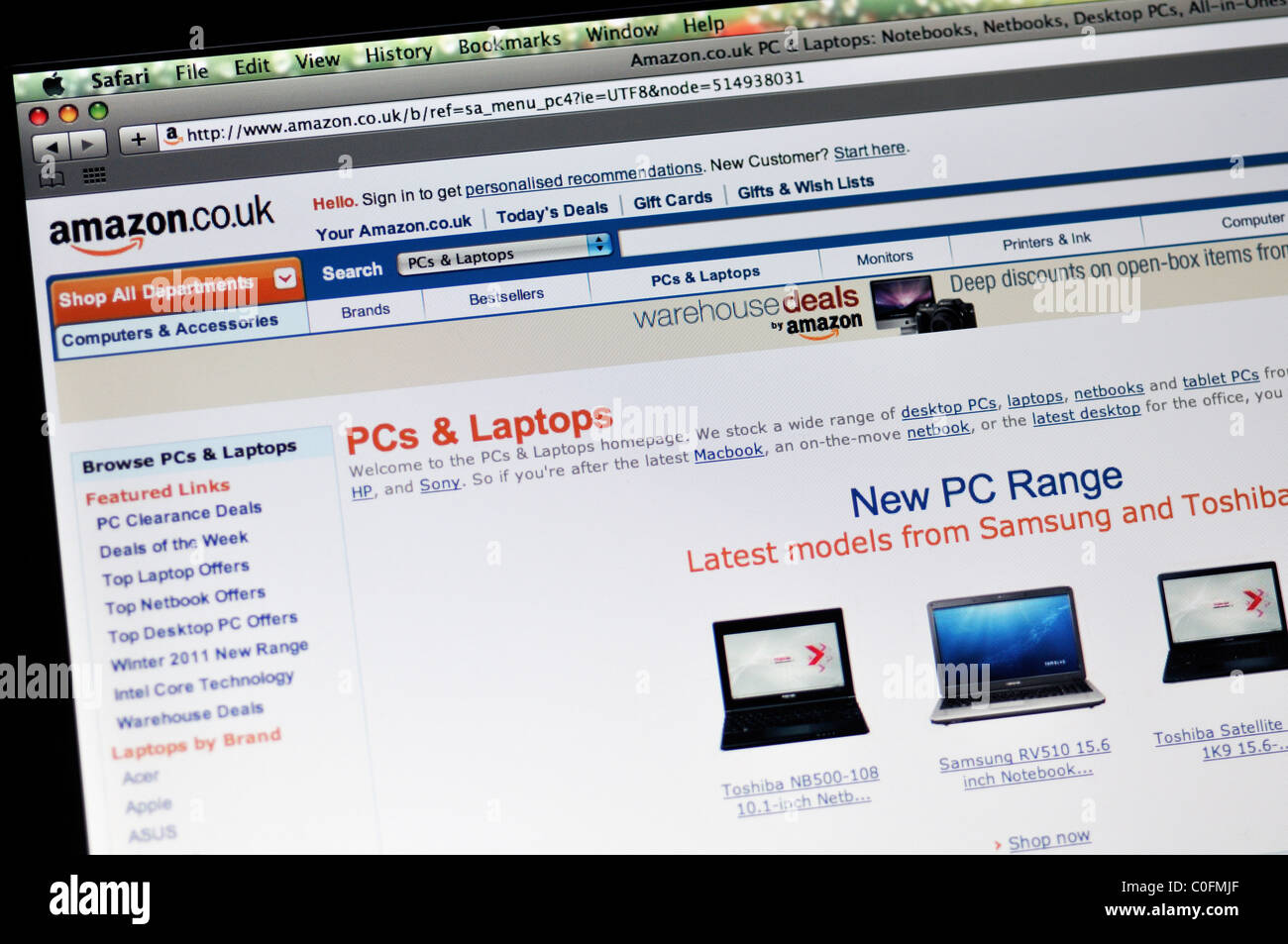 Amazon-PCs und Laptop shopping-website Stockfoto