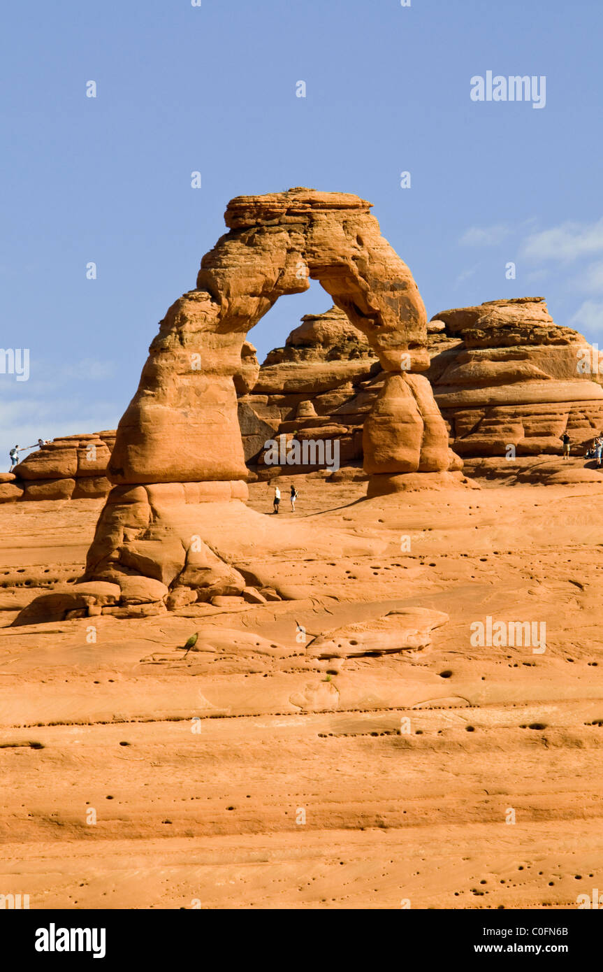 Zarte Bogen, zarte Bogen Sicht, Arches-Nationalpark, Utah, USA Stockfoto