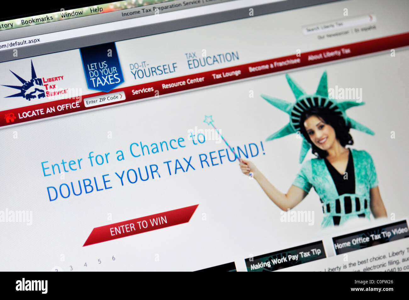 Liberty Tax Service Einkommensteuer Vorbereitung Webseite Stockfoto