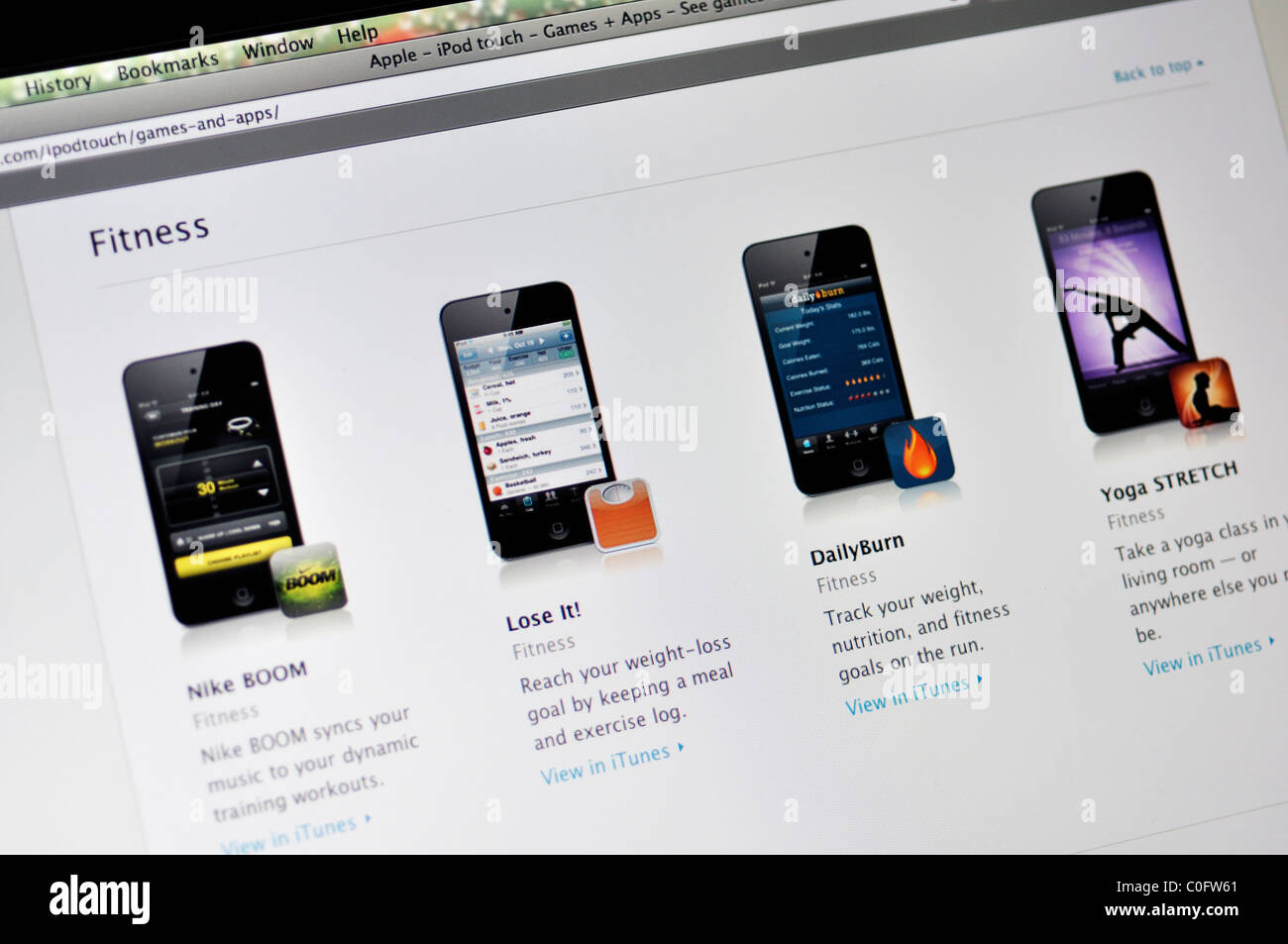 iPhone-Anwendungen im Apple-Store-website Stockfoto