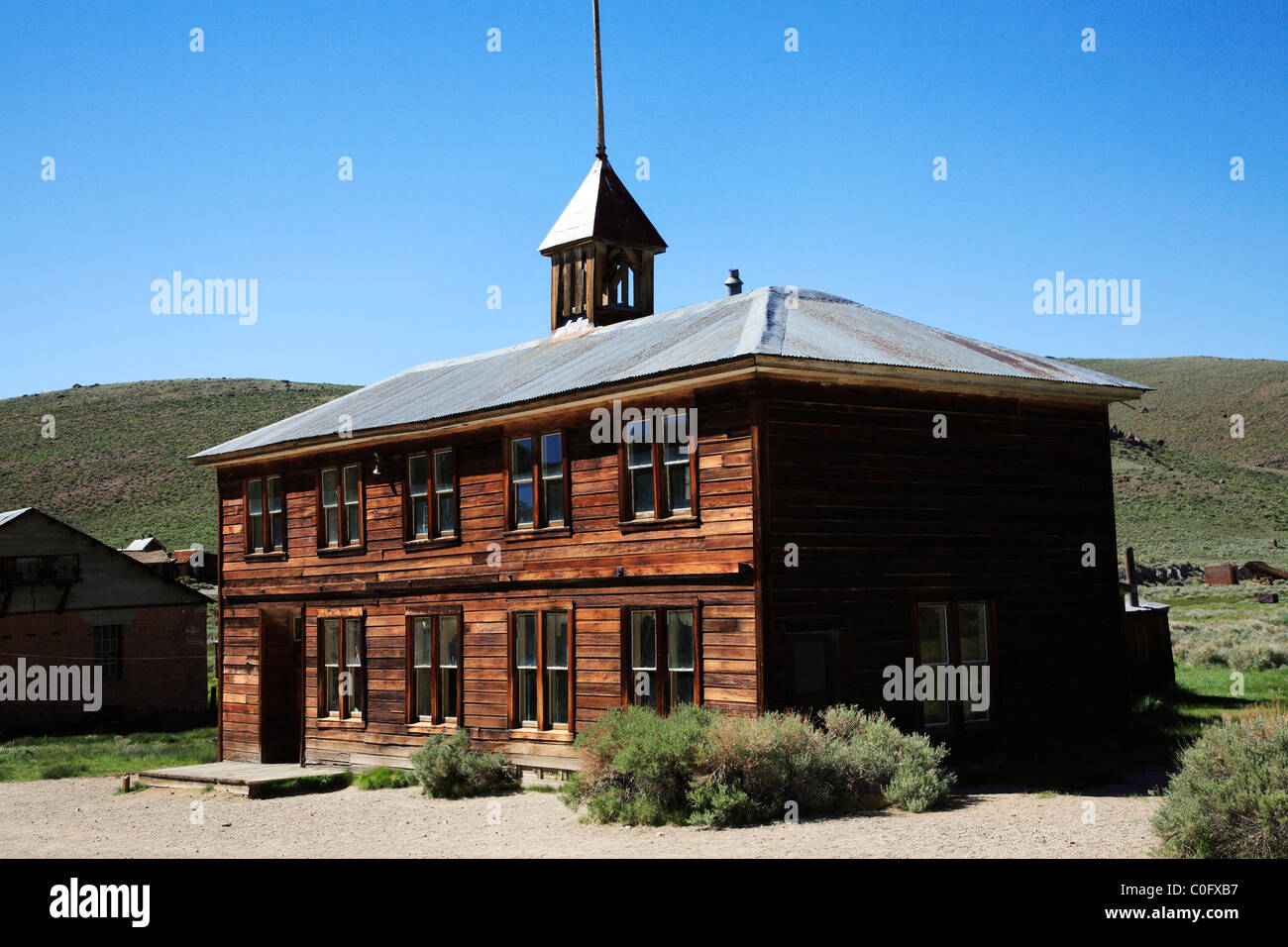 Altes Schulgebäude Geisterstadt Bodie State Park Stockfoto