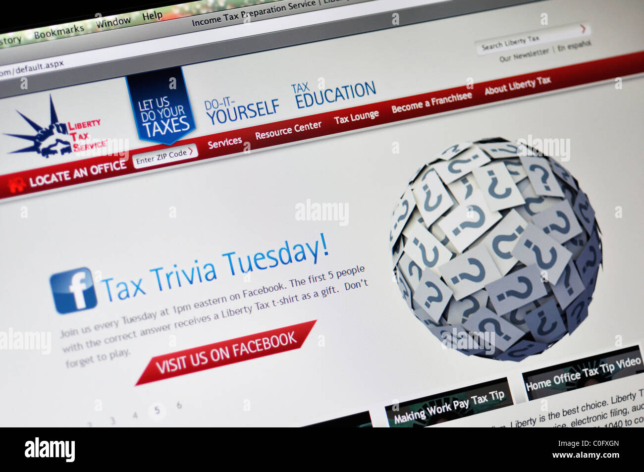 Liberty Tax Service - Einkommensteuer Vorbereitung Webseite Stockfoto