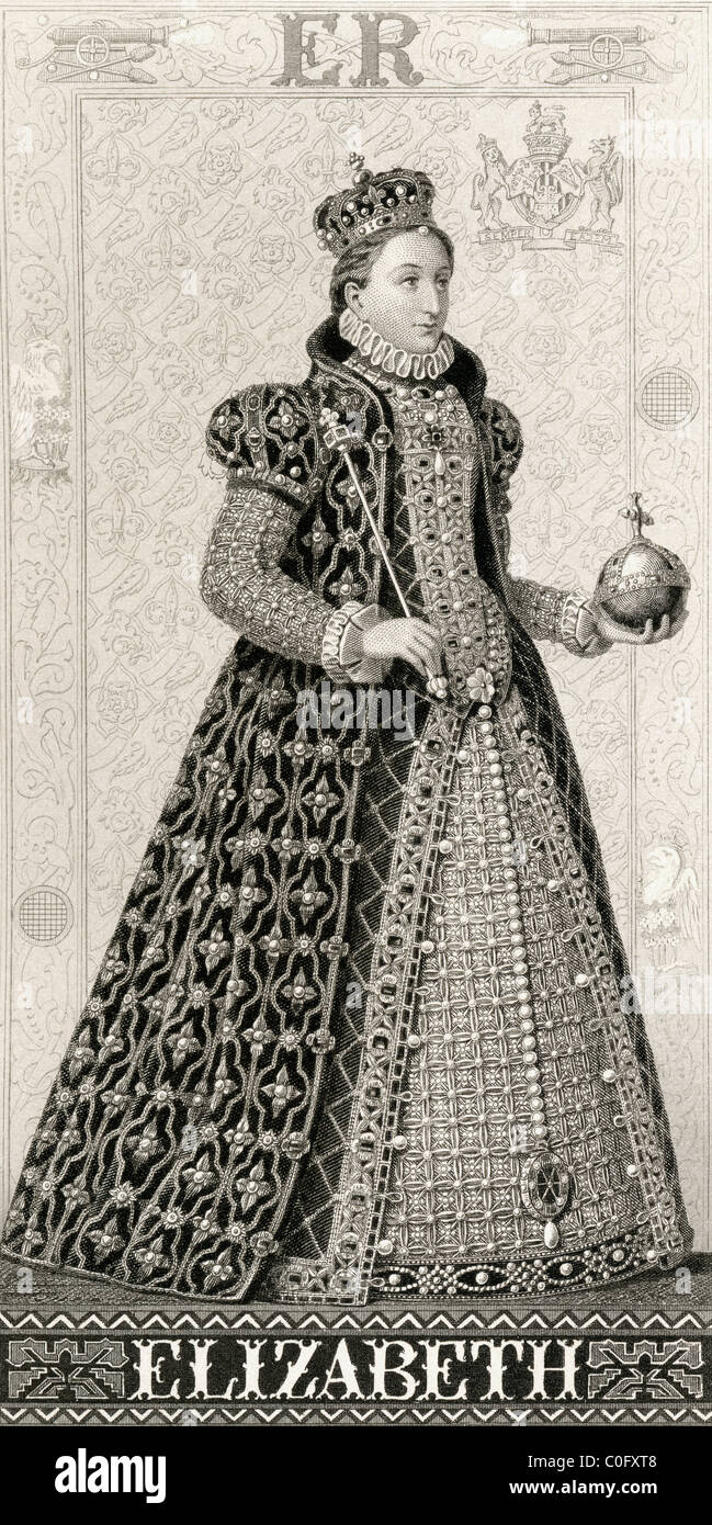 Elizabeth I, 1533, 1603. Königin Regnant von England und Königin Regnant von Irland 1558 bis zu ihrem Tod. Stockfoto
