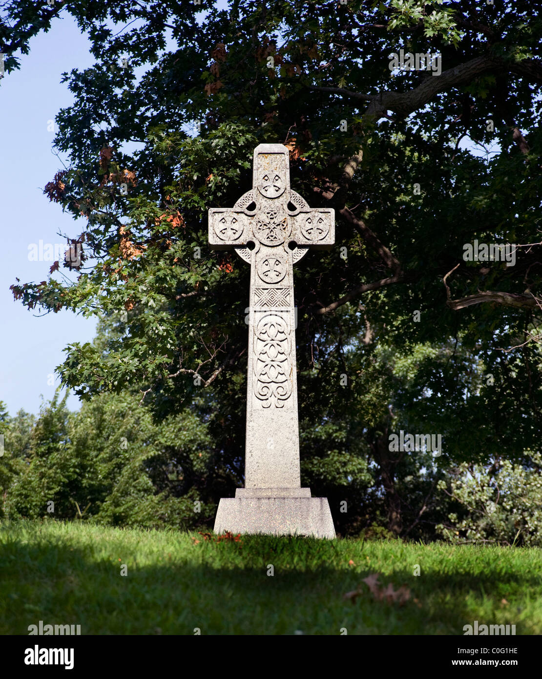 Keltisches Kreuz Grabstein Stockfoto