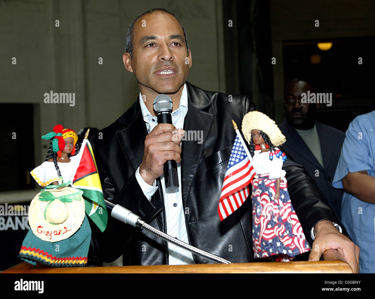 Marc Gomez feiert Guyana 42. Jahrestag der Unabhängigkeit und der Flagge Anhebung Zeremonie New York City, USA - 31.02.08 Stockfoto