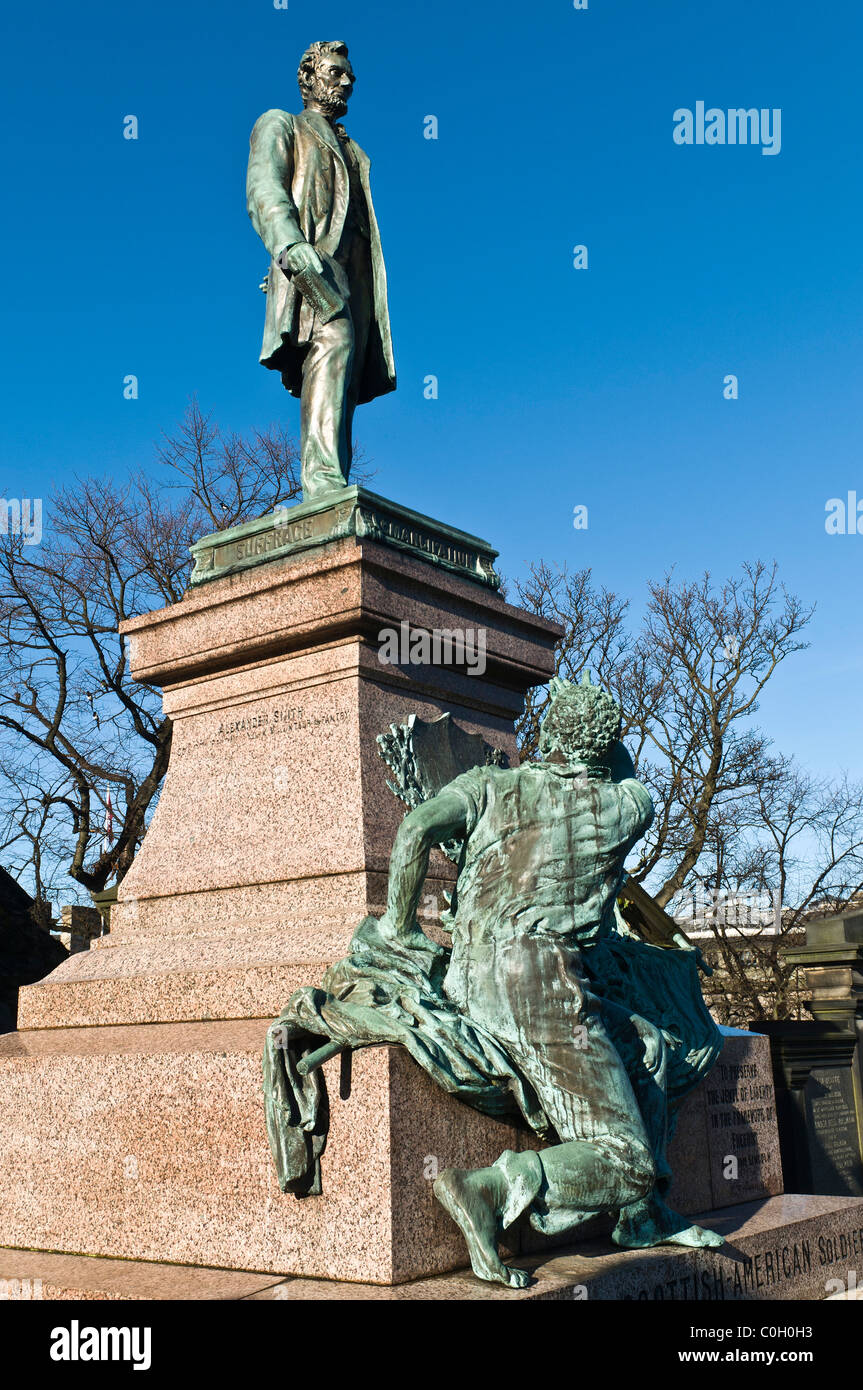 dh CALTON Friedhof EDINBURGH Scottish American Lote Bürgerkrieg Memorial Statue Abraham Lincolns Stockfoto