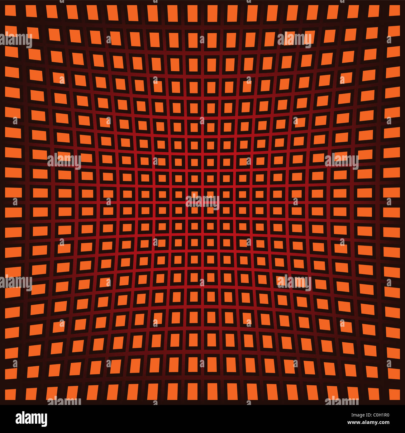 Zusammenfassung Hintergrund orange Quadrat mit Fisch-Augen-Effekt Stockfoto