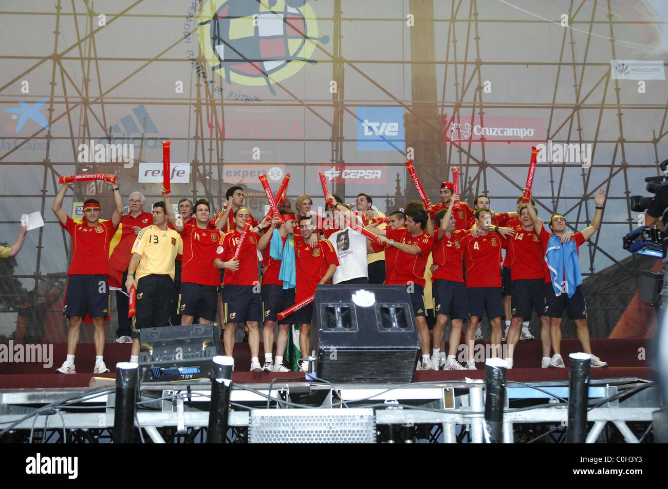 Spanische FußballNationalmannschaft feiern die spanische Fußball